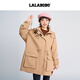 LALABOBO立体小熊中长连帽风衣女美拉德秋季新款宽松外套LBDC-WSDW12 咖色 常规 S