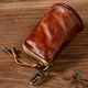 Slow time retro hand-rubbed genuine leather key bag for men and women, multifunctional first-layer cowhide key bag, waist hanging car lock bag, light brown