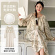 Yilaiting Nachthemd mit Brustpolster für Frauen im Herbst und Winter lange Ärmel Wolkenwolkenwarenary Style Long Kleid Pyjamas Frauen Heimkleidung Sommer ZH-AM13063 M