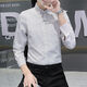 Yunhanyes neues Herrenhemd, modische elastische gestreifte Business-Stil, schlanke und schlanke junge modische Herrenkleidung, kostenloses Bügelhemd, 829 Black 3xL, empfohlen, etwa 148-168jin [Jin ist 0,5 kg]