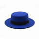 Orange Tart Retro British Style Black Ribbon Flat Top Hat Hepburn Gentleman Jazz Hat Flat Brim Woolen Wide Brim Men's and Women's Hat Flat Top Black One Size