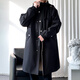 Lovren autumn and winter new style windbreaker men's mid-length coat knee-high contrast coat European and American style trendy cloak men's pie jacket black L (suitable for 125-140 Jin Jin equals 0.5 kg)