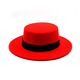 Orange Tart Retro British Style Black Ribbon Flat Top Hat Hepburn Gentleman Jazz Hat Flat Brim Woolen Wide Brim Men's and Women's Hat Flat Top Black One Size