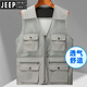 
JEEP SPIRIT jeep vest men's summer thin mesh outdoor hollow fishing multi-pocket hollow middle-aged and elderly breathable jacket A78 military green 2XL