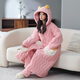 Jiaqi Koralle Velvet-Pyjamas für Frauen im Herbst und Winter, verdickte und plüschige dreischichtige Baumwolljacke Flanell Long niedlicher Nachthemdanzug 1349 M Code 160 Empfohlenes Gewicht 80-100 Jin [Jin gleich 0,5 kg]