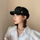 Changyin Beret Hat Women's Autumn and Winter Korean Style Trendy British Retro Letter Stripe Octagon Newsboy Painter Hat Oatmeal M (56-58cm)