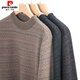 Pier Cardin pure sweater men's thickened winter new middle-aged half-high neck striped sweater warm knitted sweater autumn clothes 15832 camel color 165/M suggests 100-115Jin [Jin equals 0.5 kg]