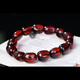 Wanjun natural amber beeswax blood amber bracelet Buddha beads bracelet wine red 3A high purification water flawless follow the shape of the road is pure medium size bead diameter about 11*14mm