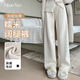 FitonTon glutinous rice pants women's autumn and winter plus velvet thickened casual pants women's 2025 new soft glutinous high waist drape straight wide leg pants