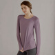 Victoria Traveler Yoga Wear Women's Loose Long-Sleeved Sports Top Breathable Running Fitness Wear Pilates Training Wear Mesh Purple M