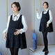 Little Squirrel of Wei Love, Maternity Women's Autumn Dress, Spring and Autumn Tops, Set de estilo de sabor pequeño de dos piezas de dos piezas, 9856 Vestido negro Estilo de verano (Single) M Recomendado 115Jin [Jin iguala 0.5 kg] o menos