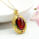 Qichangtang original mine amber pendant, water purification blood amber rose flower necklace, jewelry pendant, Valentine's Day gift for mom and wife, blood amber retro style pendant (with silver chain)