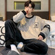 Yishan House 2024 new pajamas men's autumn and winter thickened coral velvet teenager warm winter home clothing set KZY3883 2XL code recommendation (150Jin [Jin equals 0.5 kg])
