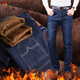 Woodpecker jeans men's autumn and winter new velvet thickened men's elastic loose straight leg casual large size long pants for middle-aged and young people 021 blue velvet + 021 black velvet 32 (130-140Jin Jin is equal to 0.5 kg)