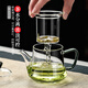 Heisou high borosilicate heat-resistant glass teapot household filter green handle teapot tea set thickened floral teapot 490ml Qingxin teapot 490ml + 2 cups