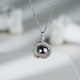 Tahitian black pearl pendant S925 silver high-gloss seawater pearl necklace neck gift for girlfriend and mother B grade/black pearl 9-10mm+925 silver chain