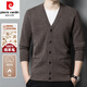 Pierre Cardin autumn and winter high-end wool sweater men's 100 pure wool cardigan middle-aged and elderly V-neck sweater knitted cardigan jacket men thick deep camel ZYR1766 170/L recommended 115-130Jin Jin equals 0.5 kg