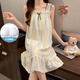 Langsha summer nightgown for women with chest pad thin suspender pajamas sleeveless sweet girl can wear Valentine's Day ladies home clothes