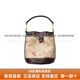 
Coach Bucket 16 letter logo nameplate love print drawstring classic jacquard leather bucket bag handbag gift box (basic + black counter gift box)