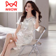 
Cat Man (MiiOW) nightgown for women summer silk short-sleeved long pajamas 2025 new summer silk pregnant mother dress 9928 M
