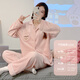 都市丽人2024年法兰绒甜美少女风家居服套装秋冬季感简约珊瑚绒睡衣女 468 12401条纹狗 M 均码