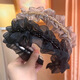 WEISHINI temperament mesh pleated crystal headband high-ceiling girl press hair to show face small hairpin face-washing girl new hair accessories 1# organza crystal headband-black A12-302