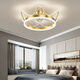 XMSJ Light Luxury Crystal ventilador Light Techo Restaurante Restaurante moderno Simple Home Use Prichi Chip RA97 12033 Oro