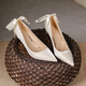 
Dofinison French high heels for women's satin thin heel pointed toe wedding shoes with pearl bows and elegant spring and autumn shoes high heels [Champagne color 7cm-38]