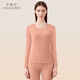Carsonlan pure cotton autumn clothes and long trousers for men, cotton sweaters, sweaters and trousers for women, cotton middle-aged thermal underwear set D1391 skin red - round neck women's model 3XL