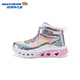 
Skechers Children's Autumn and Winter Warm Sneakers Comfortable Flash Light Casual Cotton Boots 302677L 677L Silver/Multi-Color/SMLT 34