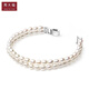 Chow Tai Fook Fashion 925 Silver Inlaid Pearl Double Layer Retro Temperament Bracelet T70800 Birthday Gift 17.50cm