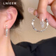 Lnieer Broken Silver Hoop Earrings for Women 2025 New Hot Style Earrings Light Luxury High-Quality Exaggerated Earrings Square Round Face Earrings Silver Broken Silver Hoop Earrings 925 Silver Needle
