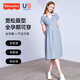 Fisher-Price American Fisher Maternity Dress Summer 2025 Maternity Dress Summer Lapel T-shirt Fashion Loose Large Size Skirt Gray Dress + Skin Color Safety Pants L[120-135Jin[Jin equals 0.5 kg] suitable for wearing]