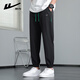 Pull back casual pants men's summer ice silk pants men's loose pants men's quick-drying leggings sports versatile men's pants black 2XL
