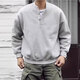 Kuraishi Kazuki Kuraishi Kazuki trendy brand Japanese retro gray Henley collar sweatshirt men's spring and autumn velvet Henley long-sleeved T-shirt black velvet XL 140-160Jin Jin is equal to 0.5 kg