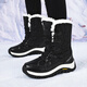 Todas las botas de nieve de Zhoulang para mujeres en invierno Nuevo más lana espesada calientes calientes noreste de algodón noreste impermeable y zapatos al aire libre zapatos para ir al aire libre