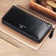 
British Paul genuine leather wallet men's long zipper wallet high-end men's card bag multi-function handbag birthday gift for men to give to boyfriend brown - counter gift box - removable wrist strap