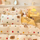 Winter coral velvet bedding four-piece set, double-sided thickened milk college student sheets, quilt cover, three-piece fitted sheet, polka dot bear, sheet style 1.8 four-piece set - quilt cover 200*230