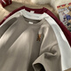 500g heavy 200 T-shirts for men in summer European and American fashion brand small neckline pure cotton short-sleeved couple outfit American five-point sleeve Violent bear-white S 90-120Jin[Jin equals 0.5 kg]