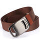 VANLUNTALU canvas belt men's automatic buckle braided tactical belt youth outdoor casual simple and versatile trendy jeans belt Chinese silver military green cloth belt 120cm
