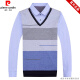 皮尔卡丹（pierre cardin）品牌假两件衬衫领长袖t恤男装春秋上衣套头带领假二件打底polo 男 3879蓝色【春秋款】 165/M 【100-120斤】