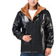 AJXOOR leather jacket and leather pants suit plus velvet and thickened men's leather jacket waterproof loose casual winter hooded work cotton coat detachable hooded top thickened 3XL recommended 138-155 Jin Jin equals 0.5 kg