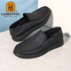 Alter Mann des Mannes (Laorentou) Herrenschuhe Sommergeschäft Casual Schuhe Low Top Schuhe Schaffellschatzhocker Füße Hollow Hole Schuhe atmungsbeheichte leichte Lederschuhe Ll12132 Black 42