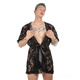 Boys Men's Sexy Nightgown Super Sexy Lace Transparent Thong Bathrobe Lounge Suit 2XL Black