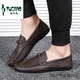 Specht Beanie Schuhe Herren neue Männerschuhe Sommer atmungsaktiver Trend Britische Freizeitlederschuhe Herren echte Leder D826 Brown 40