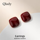 Qlady geometric burgundy earrings for women 2025 new style high-end earrings for women niche light luxury silver needle earrings