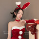 Pei Nanwei Atmosphere Red Rabbit Ears Headband Plush Rabbit Ears Headband Cute Bunny Girl Internet Celebrity Hair Accessory Female Cos Red and White Plush Rabbit Headband 1 pc
