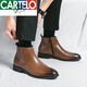 Cartelo Chelsea Boots Zapatos de cuero de cuero para hombres Toe Style British British Boots Botas de chimenea Botas de chimenea de moda 6228 Modelo de cuero negro de 4.5 cm de alto tacones 37