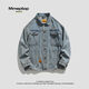 
MMOPTOP denim jacket trendy men's spring and autumn lapel retro work jacket loose casual top JK826 blue XL