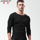 Simple henley shirt men's long-sleeved T-shirt henley collar simple American retro heavyweight sports fitness slim thread solid color cotton bottoming shirt black XL/73kg